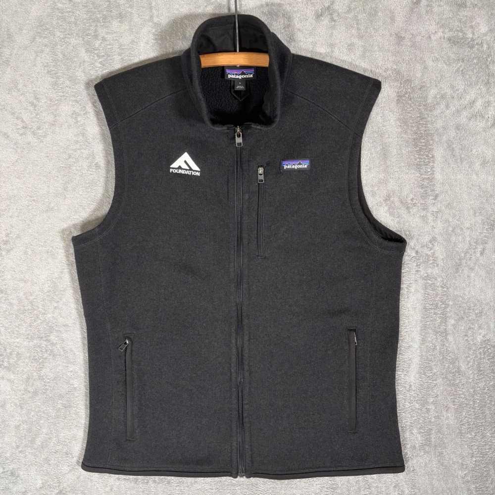 Patagonia Better Sweater Vest Mens Large Black Full Zip Fleece 25882‎ FA19 Logo